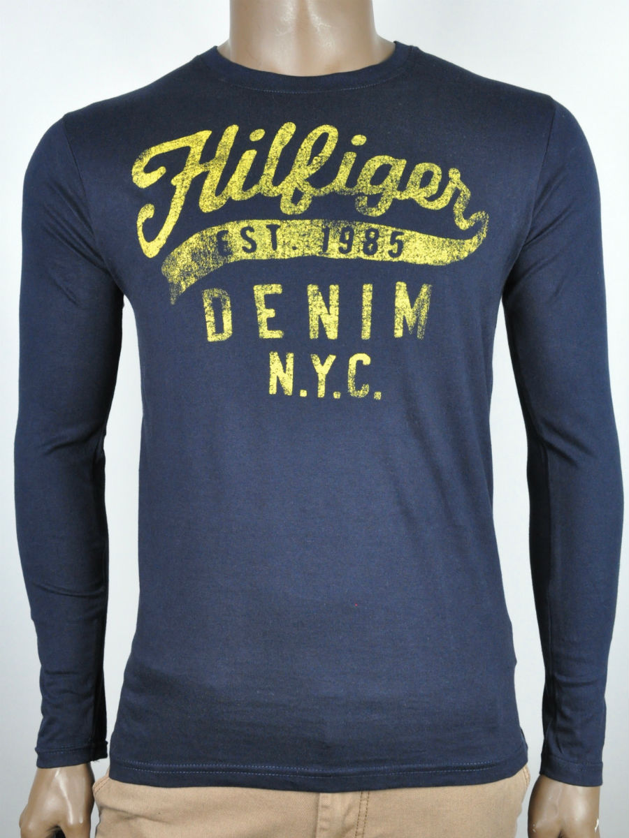 navy blue and yellow tommy hilfiger shirt