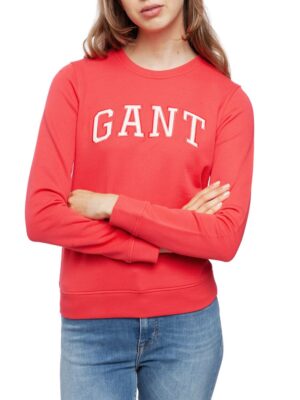 GANT Arch Logo Crew Neck Sweatshirt Jumper For Women dark pink_