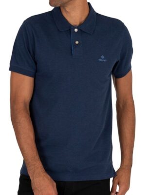 GANT Contrast Collar Pique' Rugger Polo Shirt Navy