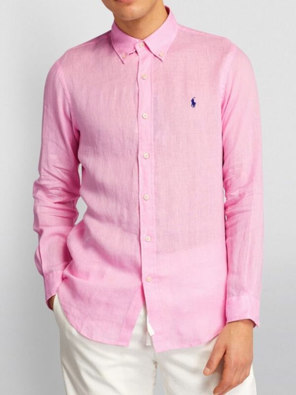 Polo Ralph Lauren Linen Button Down Shirt in Pink