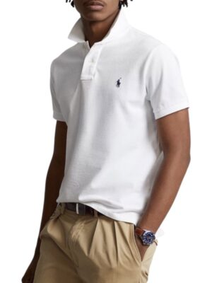 Polo Ralph Lauren Custom Slim Fit Polo Shirt White