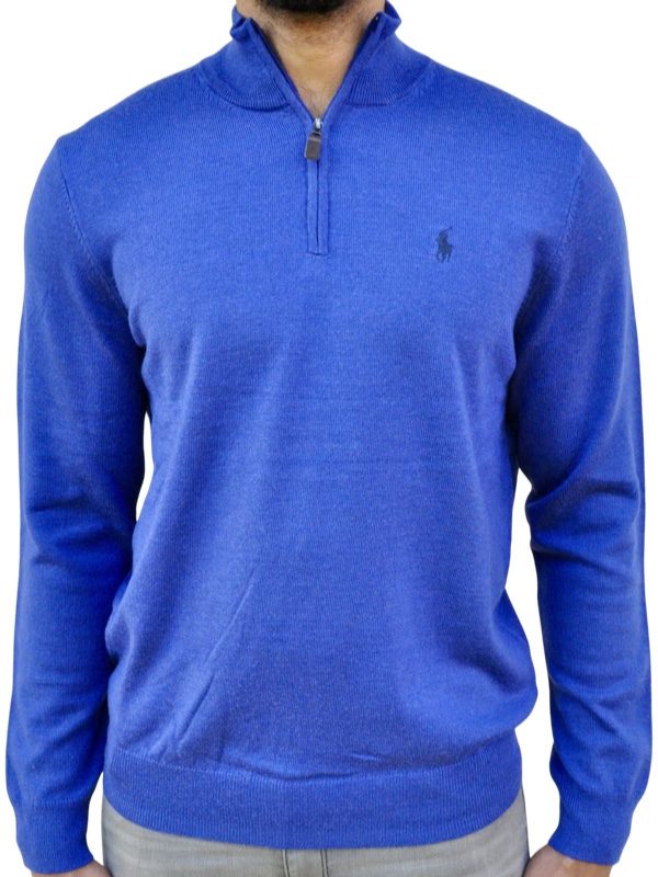 Polo Ralph Lauren Merino Wool Quarter Zip Jumper Blue