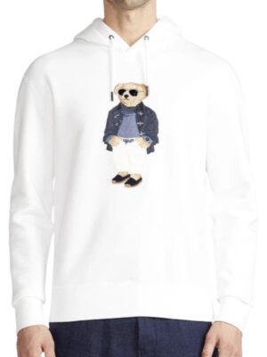 Polo Ralph Lauren Bear Appliqué Terry Hoodie White