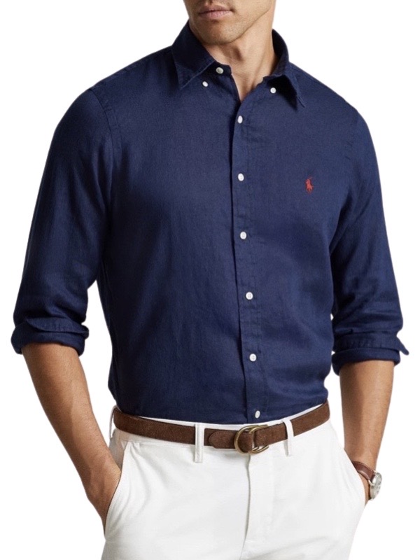 Polo Ralph Lauren Custom Fit Linen Shirt - Navy Shop Polo Ralph Lauren ...