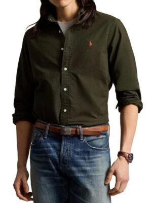 Polo Ralph Lauren men’s olive green Oxford shirt – custom fit, long sleeve